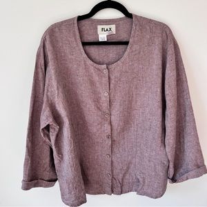 FLAX Linen Button Front Top